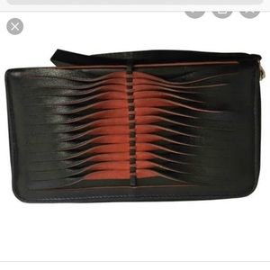 Maje Braided Red and Black Leather Wallet